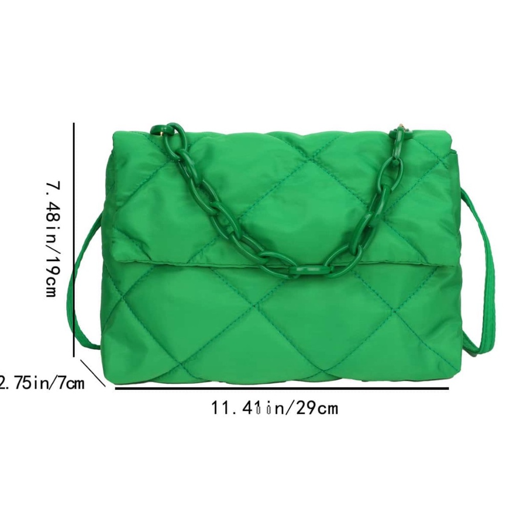 NWOT Green Quilted Chain Shoulder Bag - Picture 3 of 3